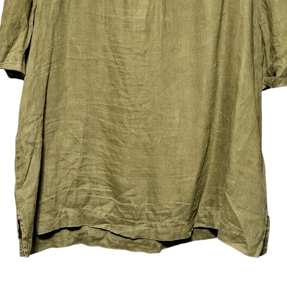 Chico’s 100% Linen Short Cuffed Sleeve Boxy Boho Lagenlook Keyhole Back Blouse - Picture 11 of 13